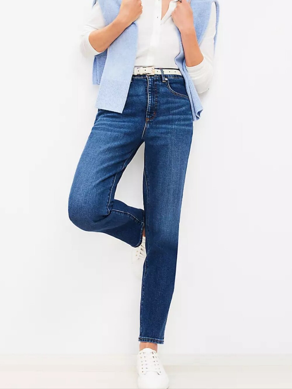 LOFT The Slim High Rise Straight Leg Jeans Blue Denim Size 30/10 763069